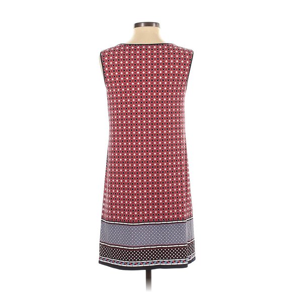 Max Studio Patterned Keyhole red, blue and white sleeveless shift dress - Picture 2 of 6